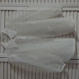 ZARA Semi-Sheer Swiss Dot Organza Blouse | Size XS